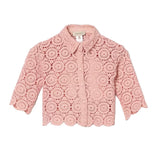 Twinset Kids Camicia Rosa in Pizzo per Bambine