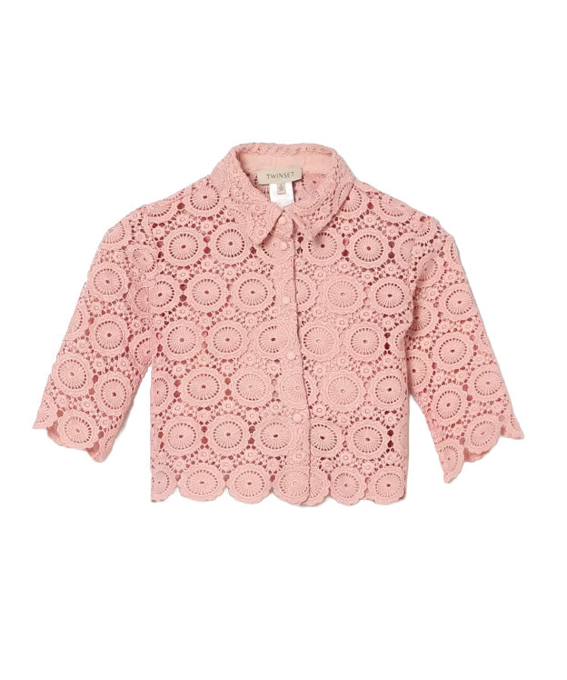Twinset Kids Camicia Rosa in Pizzo per Bambine