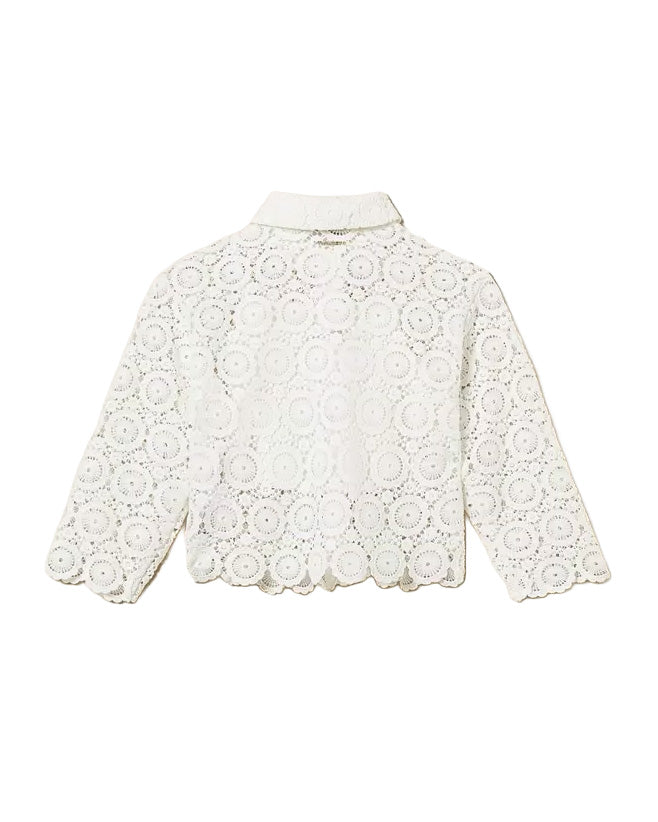 Twinset Kids Camicia Off-White in Pizzo per Bambine