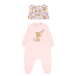 Moschino Kids Tutina+Cappellino Rosa/Fantasia con Teddy Bear per Neonate