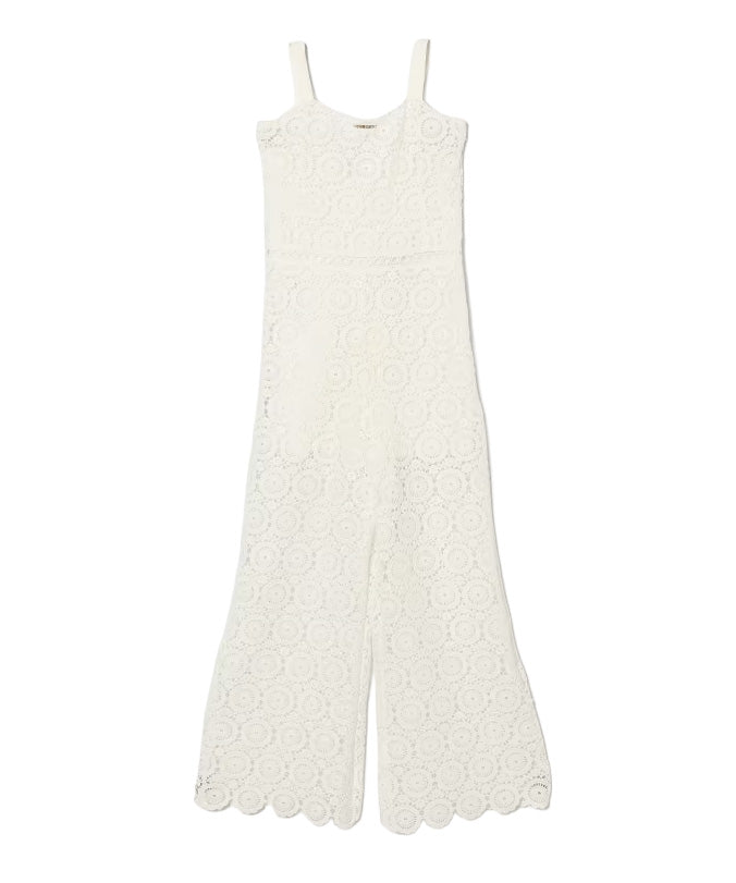 Twinset Kids Tuta Off-White in Pizzo per Bambine