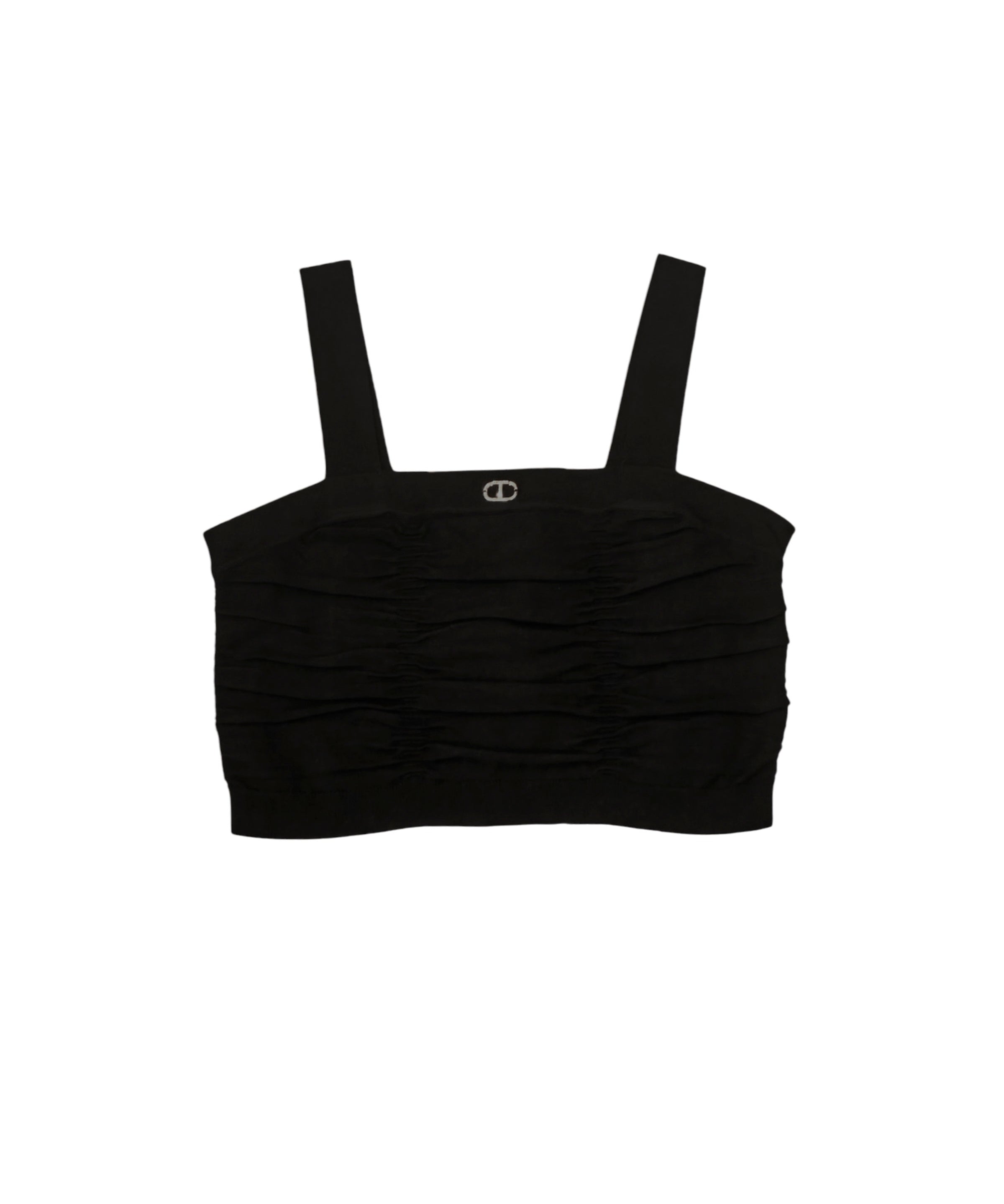 Twinset Kids Top Nero con Logo per Bambine