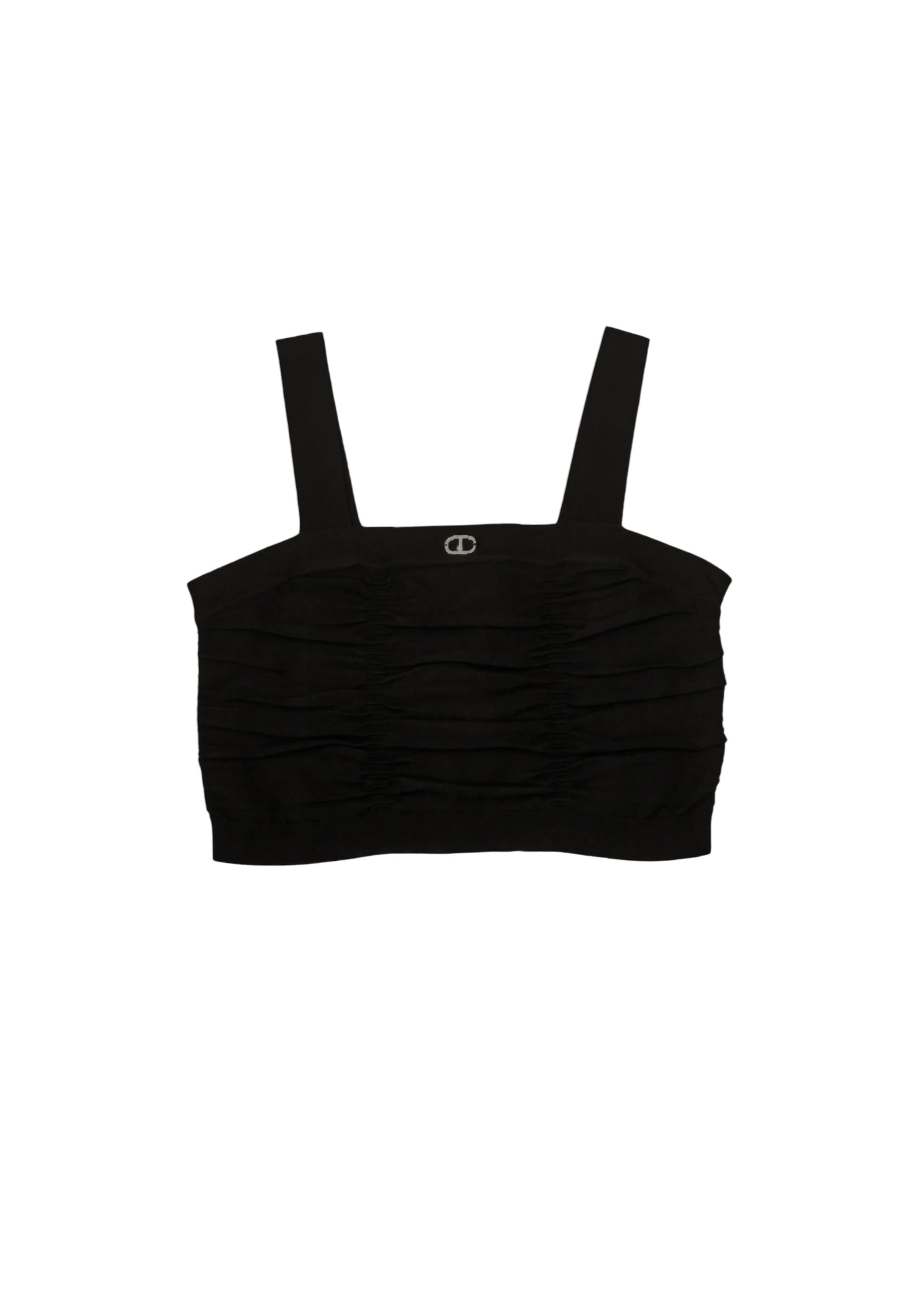 Twinset Kids Top Nero con Logo per Bambine