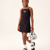 Diesel Kids Abito Nero con Logo Oval-D per Bambine