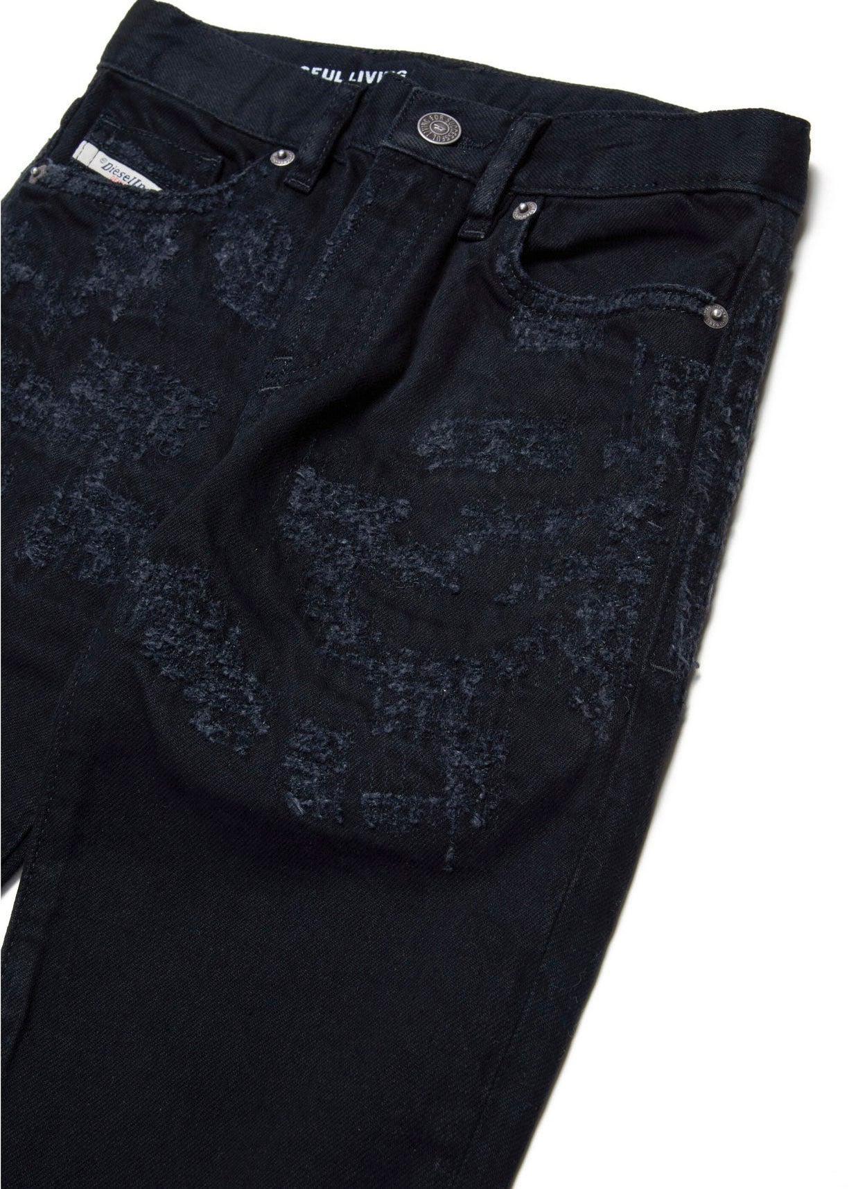 Diesel Kids Jeans Denim Nero Straight Fit D-Viker per Bambini (dettaglio)