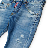 Dsquared2 Kids Jeans Blu con Lavaggio "Vernice" per Neonati