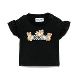 Moschino Kids T-shirt Nera con Stampa per Neonate