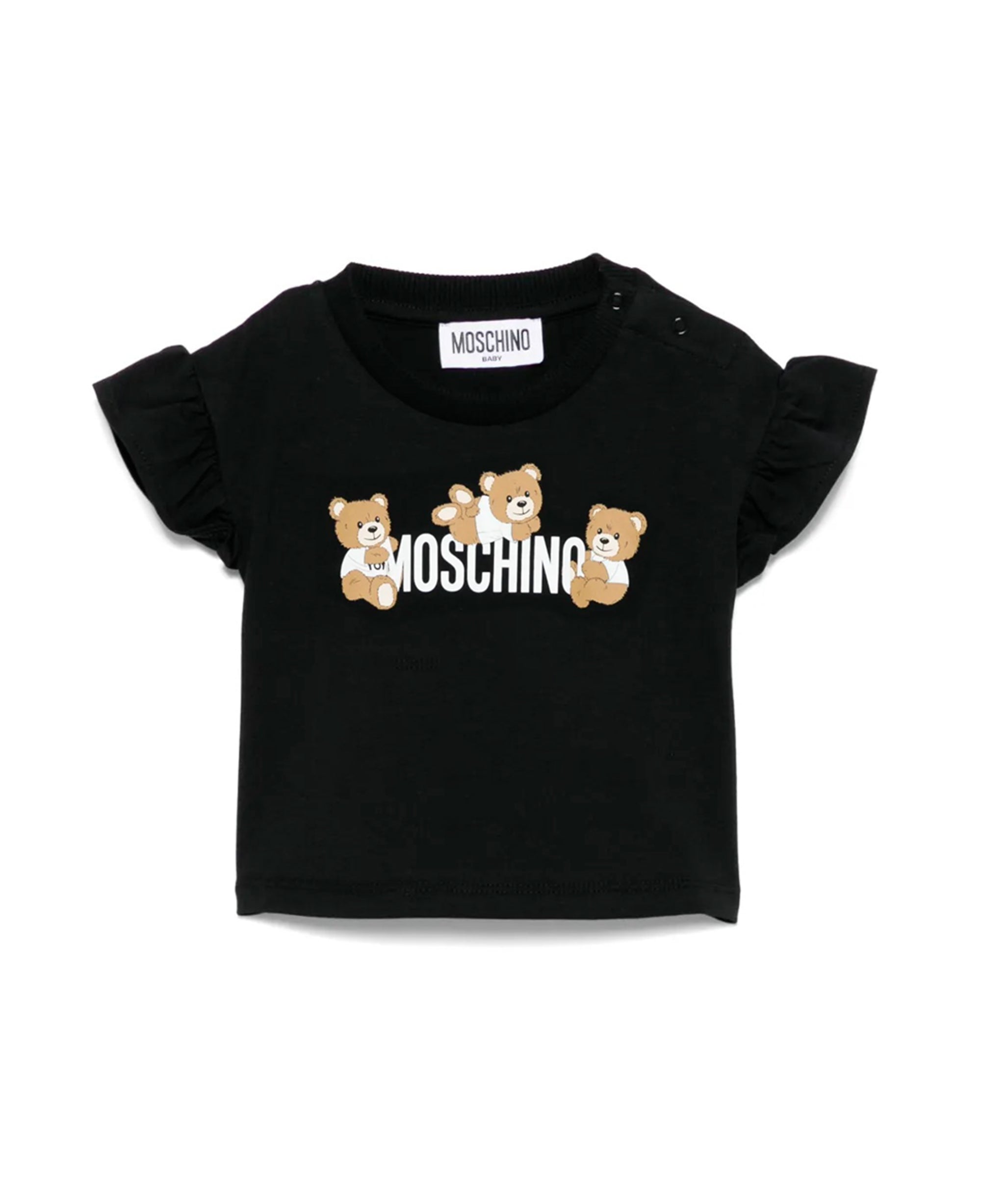 Moschino Kids T-shirt Nera con Stampa per Neonate