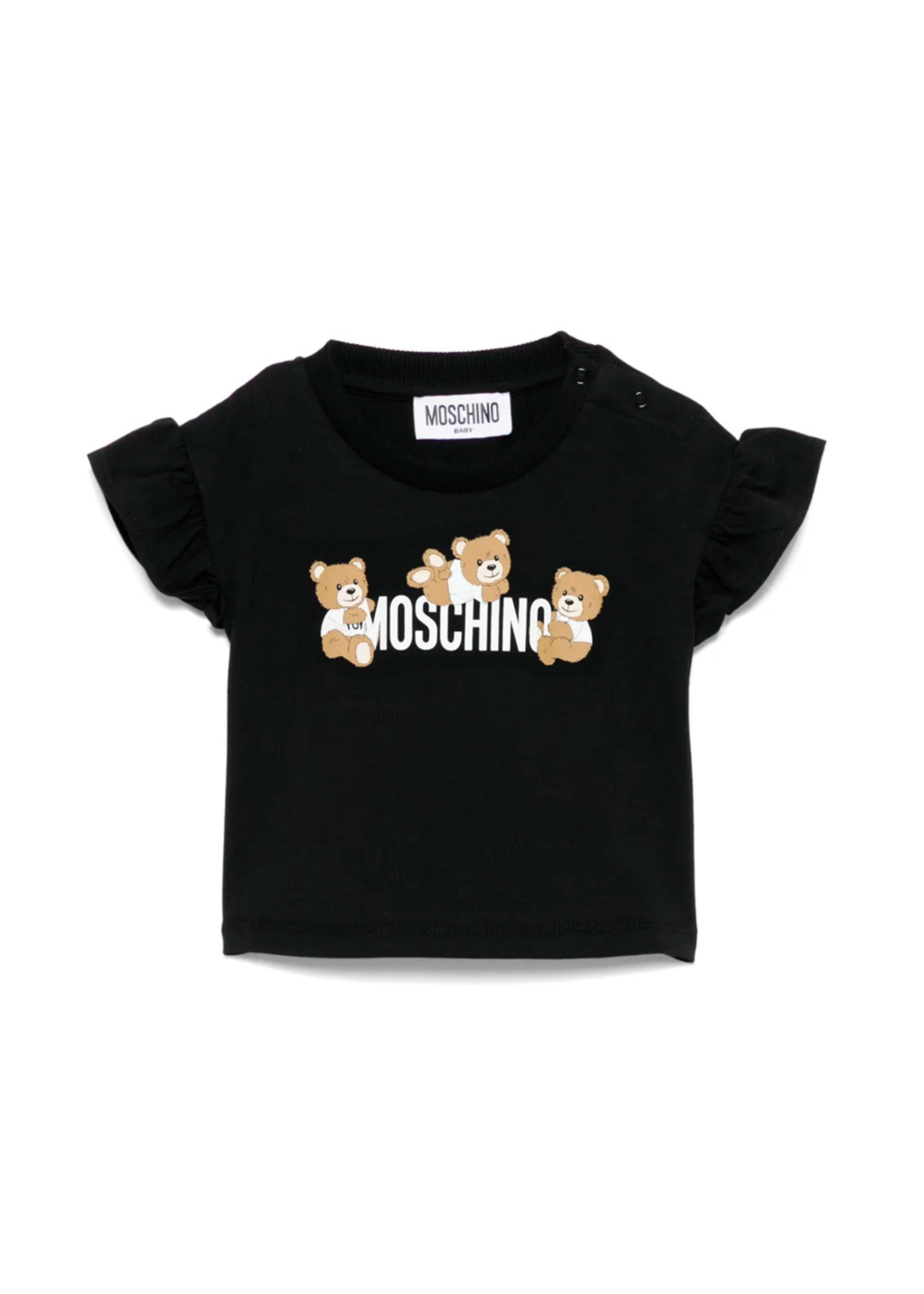 Moschino Kids T-shirt Nera con Stampa per Neonate