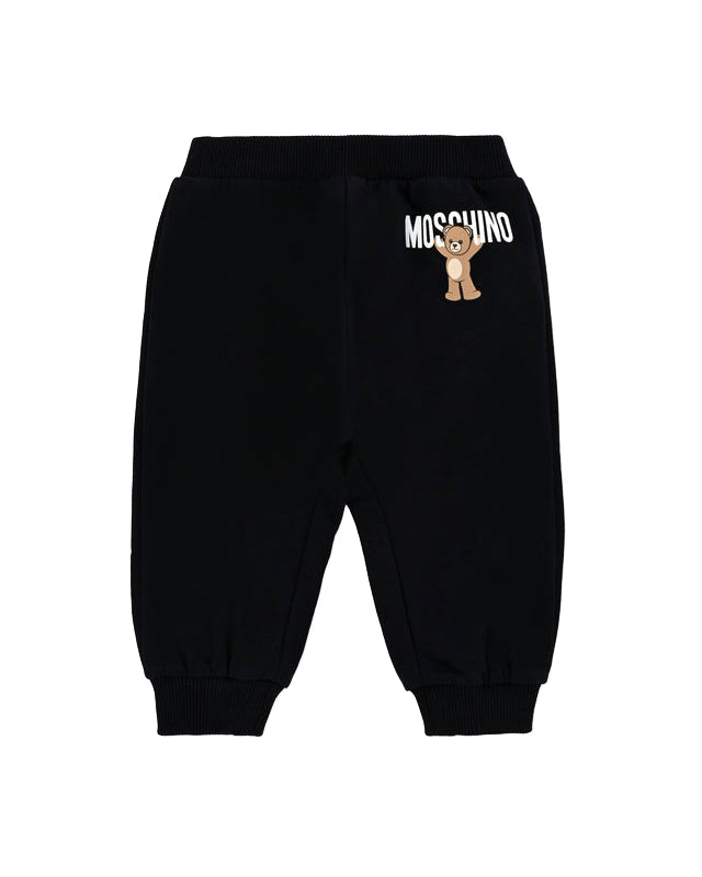 Moschino Kids Pantaloni in Felpa Nero con Logo per Neonati