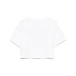 Moschino Kids T-shirt Crop Bianca con Stampa Toy per Bambine