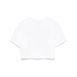 Moschino Kids T-shirt Crop Bianca con Stampa Toy per Bambine