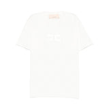Elisabetta Franchi La Mia Bambina T-shirt Avorio con Logo Ricamato per Bambine