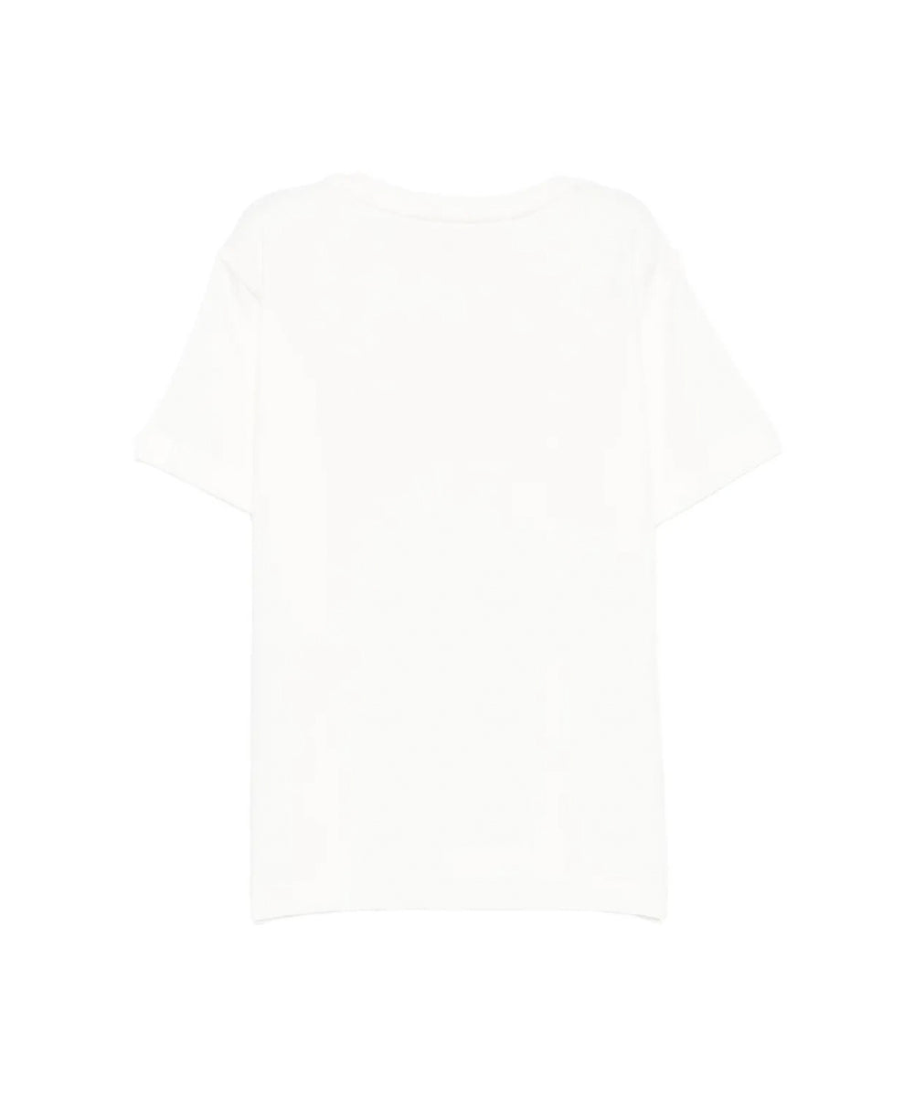 Elisabetta Franchi La Mia Bambina T-shirt Avorio con Logo Ricamato per Bambine