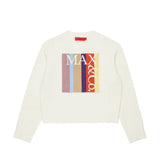 MAX&Co. Kids Maglione Girocollo Panna con Maxi Patch Logo Multicolore per Bambine