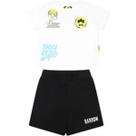 Barrow Kids T-shirt Bianca con Stampa Retro con Shorts Neri per Neonati