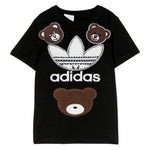 Adidas X Iconic T-shirt Nera con Patch Teddy Bear e Logo con Perle (FRONTE)