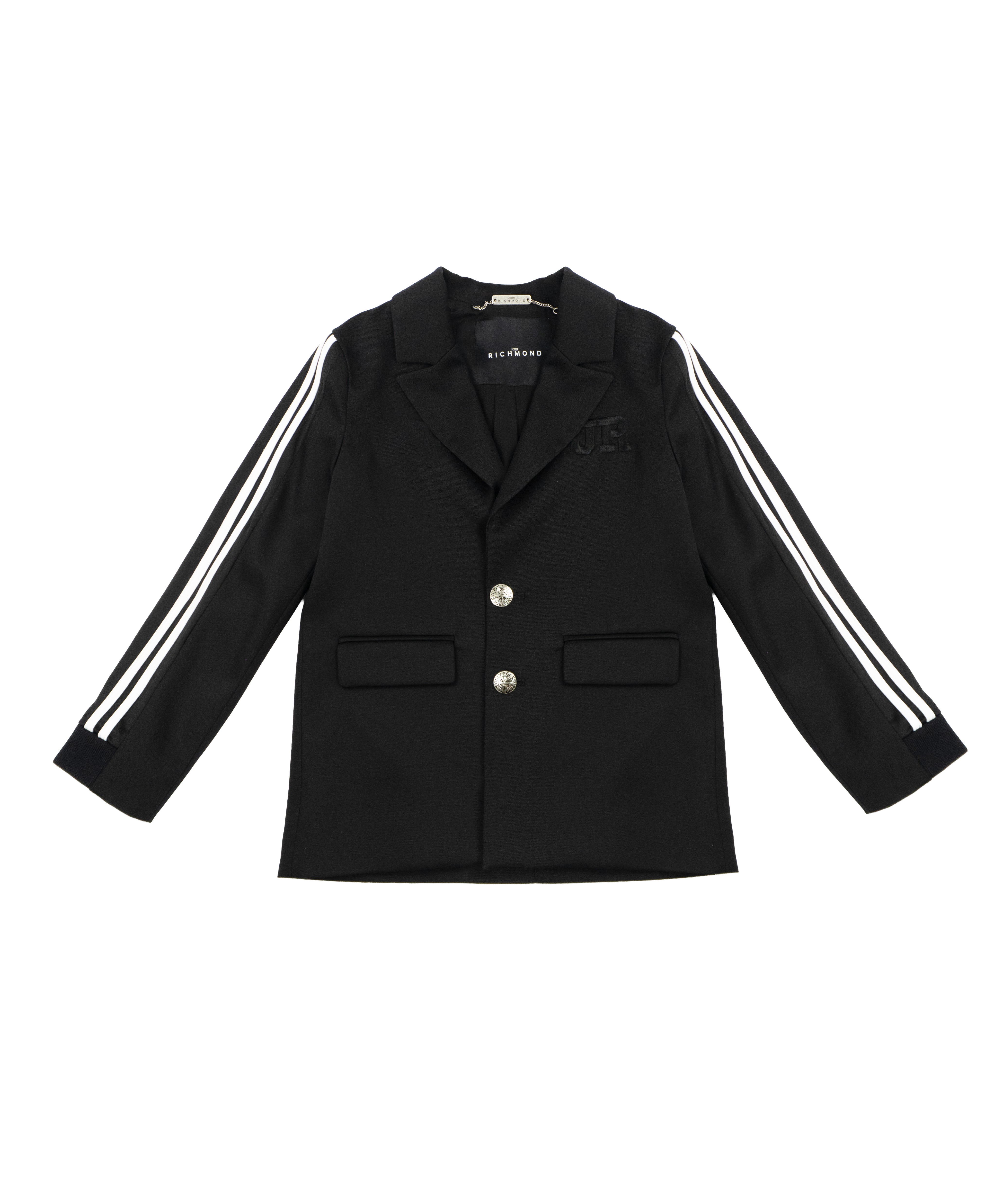 John Richmond Kids Giacca Nero con Strisce Bianco per Bambini
