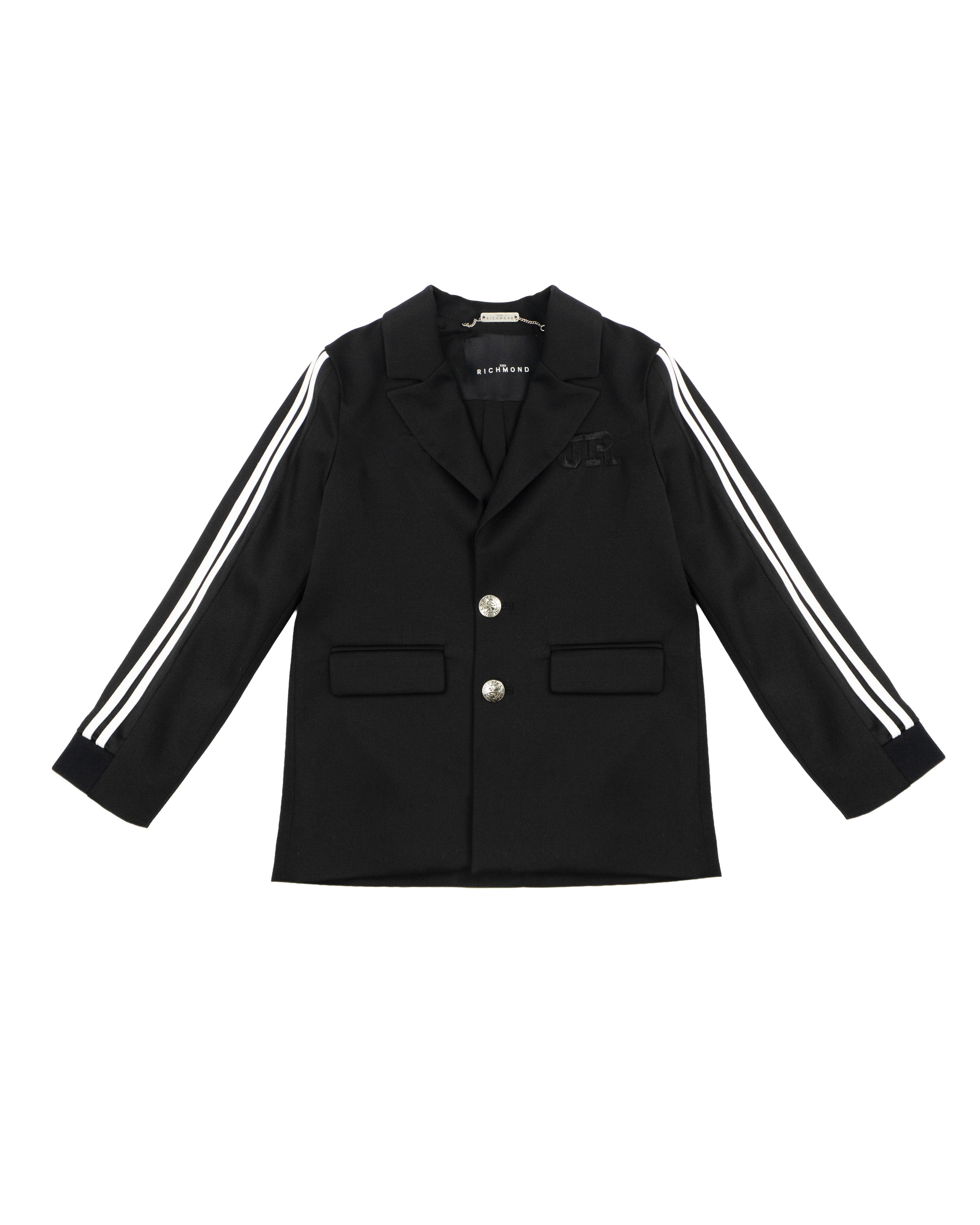 John Richmond Kids Giacca Nero con Strisce Bianco per Bambini