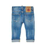 Dsquared2 Kids Jeans Blu con Lavaggio "Vernice" per Neonati