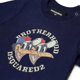 Dsquared Kids T-Shirt Blu Girocollo con Apertura con Bottoni Spalla e Stampa Logo Unisex per Neonati