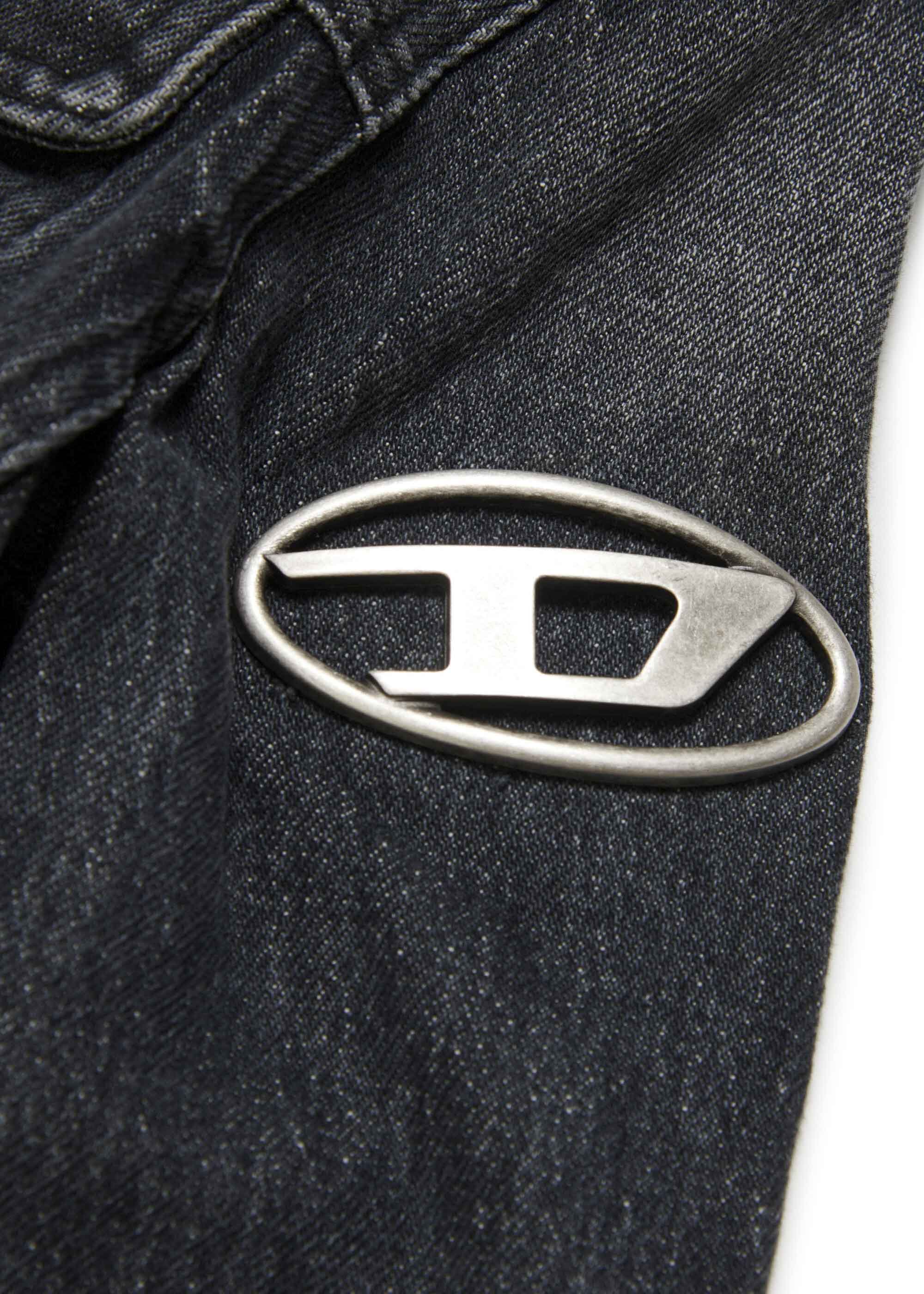 Diesel Kids Giubbino Denim Nero con Oval D per Bambine