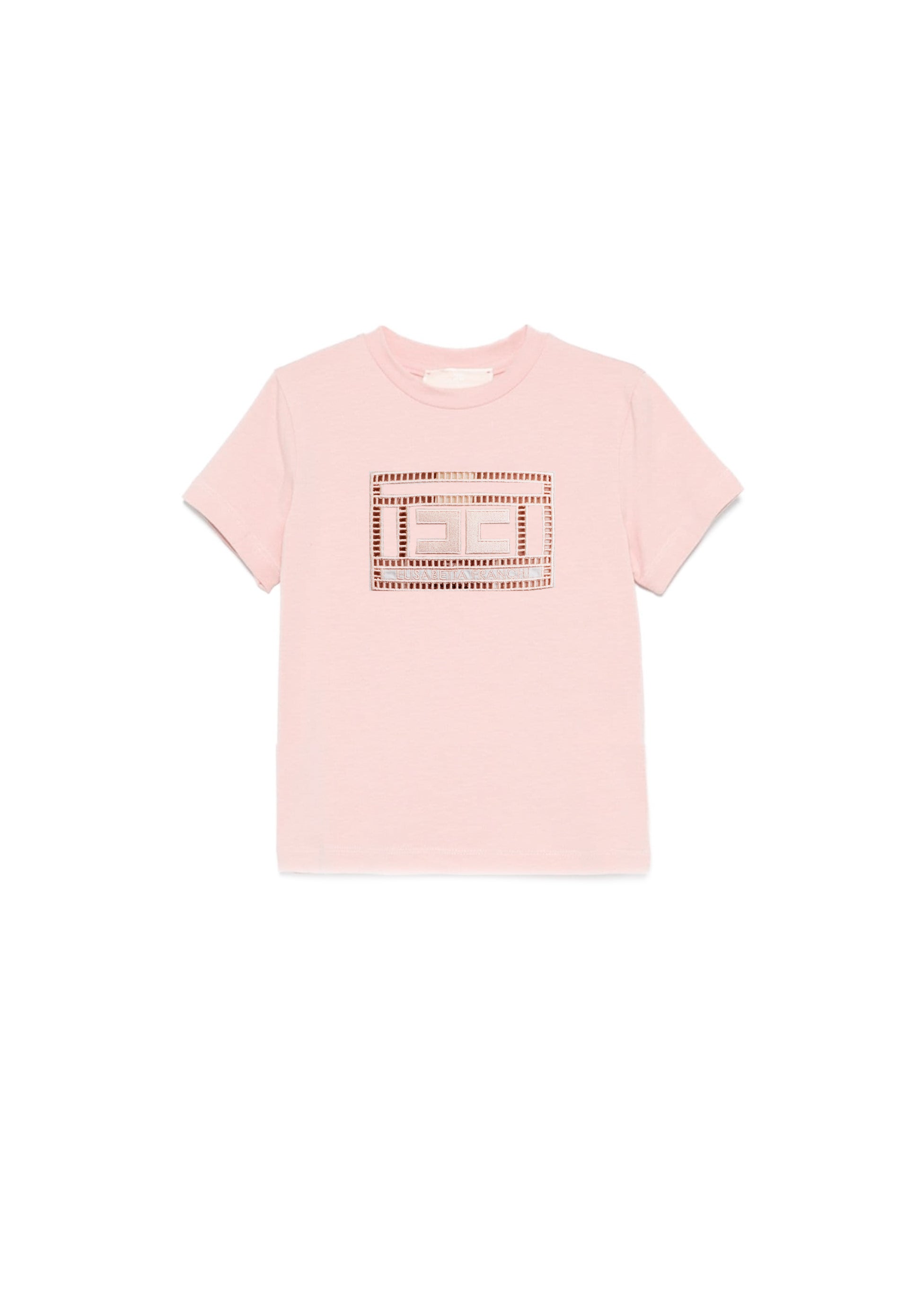 Elisabetta Franchi La Mia Bambina T-shirt Rosa con Ricamo Ajour per Neonate