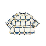 Elisabetta Franchi La Mia Bambina Blusa Crop Bianco/Blu con Motivo Catene All-Over per Bambine