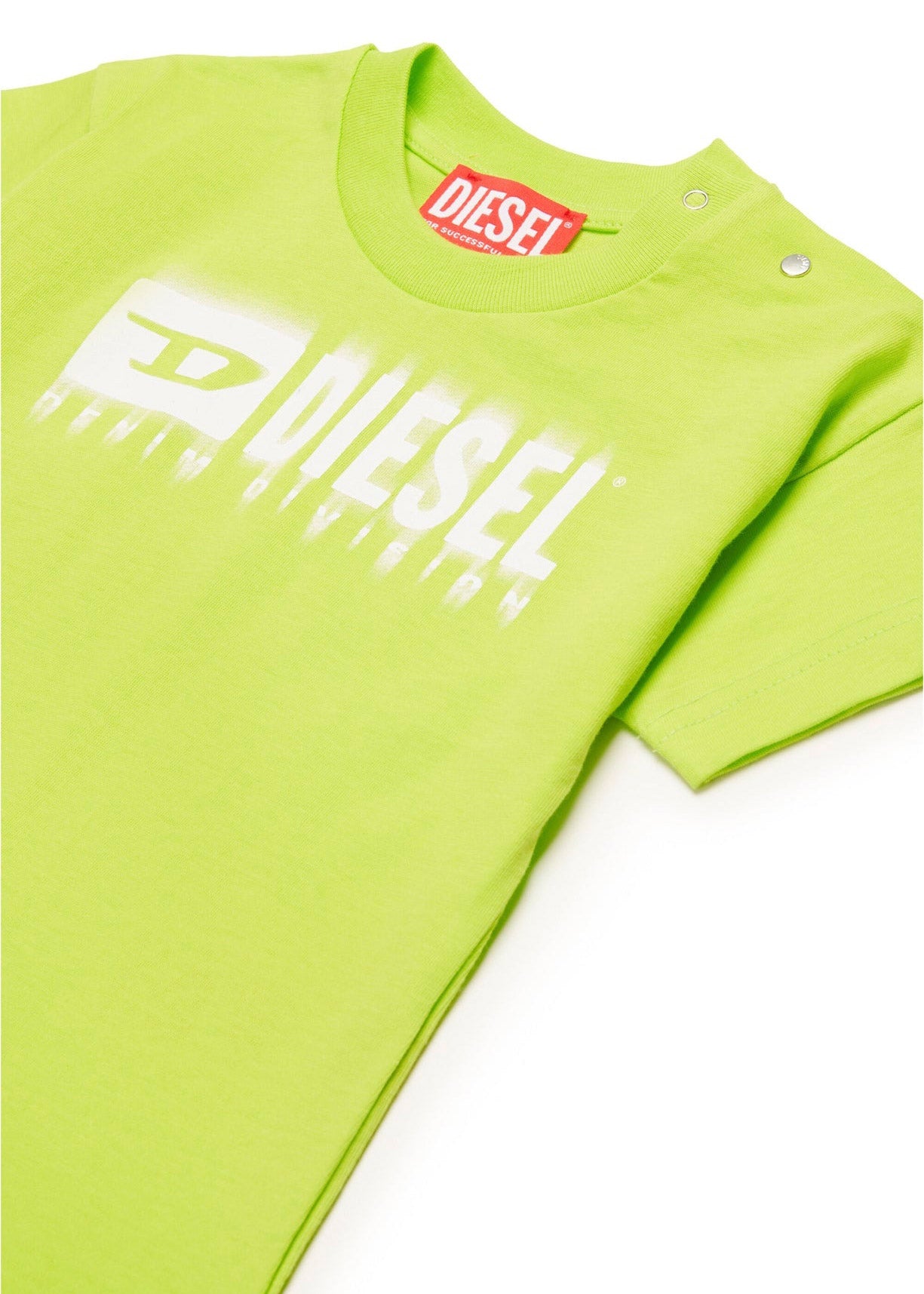 Diesel Kids T-shirt Verde Mela con Logo Degradè per Neonati