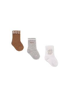 Boss Kids Set Calzini Grigio/Bianco/Beige per Neonati