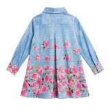 Blumarine Kids Abito Blu con Fantasia Rose per Neonate