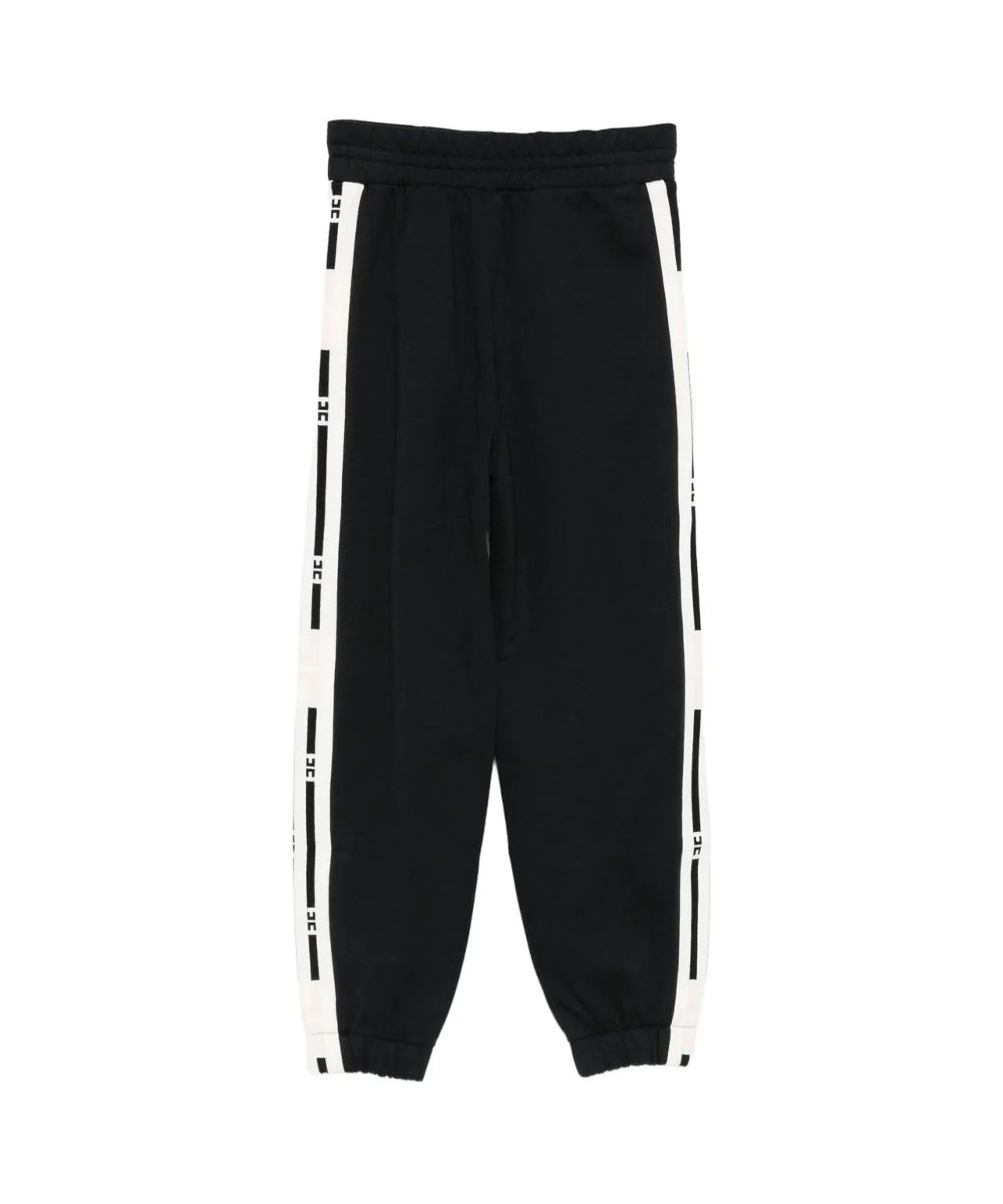 Elisabetta Franchi La Mia Bambina Pantaloni Joggers Neri con Banda Logo per Bambine