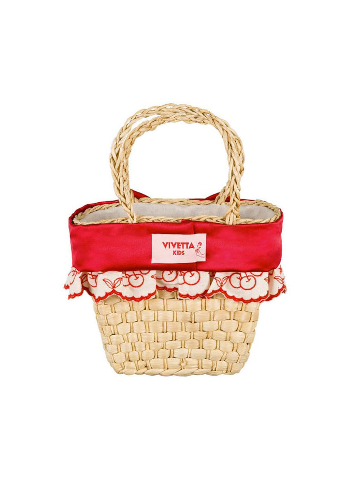 Vivetta Kids Borsetta in Paglia con Fiocco Rosso