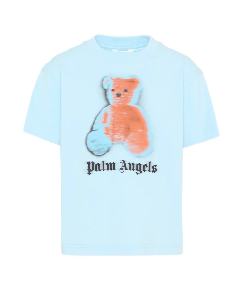 Palm Angels Kids T-Shirt Celeste con Stampa Teddy per Bambini