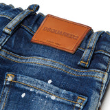 Dsquared2 Kids Jeans Denim Blu con Lavaggio effetto " Vernice" per Neonati