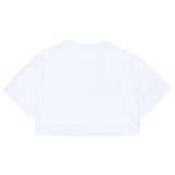Diesel Kids White Cropped T-shirt with Puffy Print