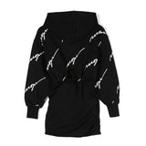 MSGM Kids Abito Nero Corto con Stampa Logo All-over per Bambine (retro)