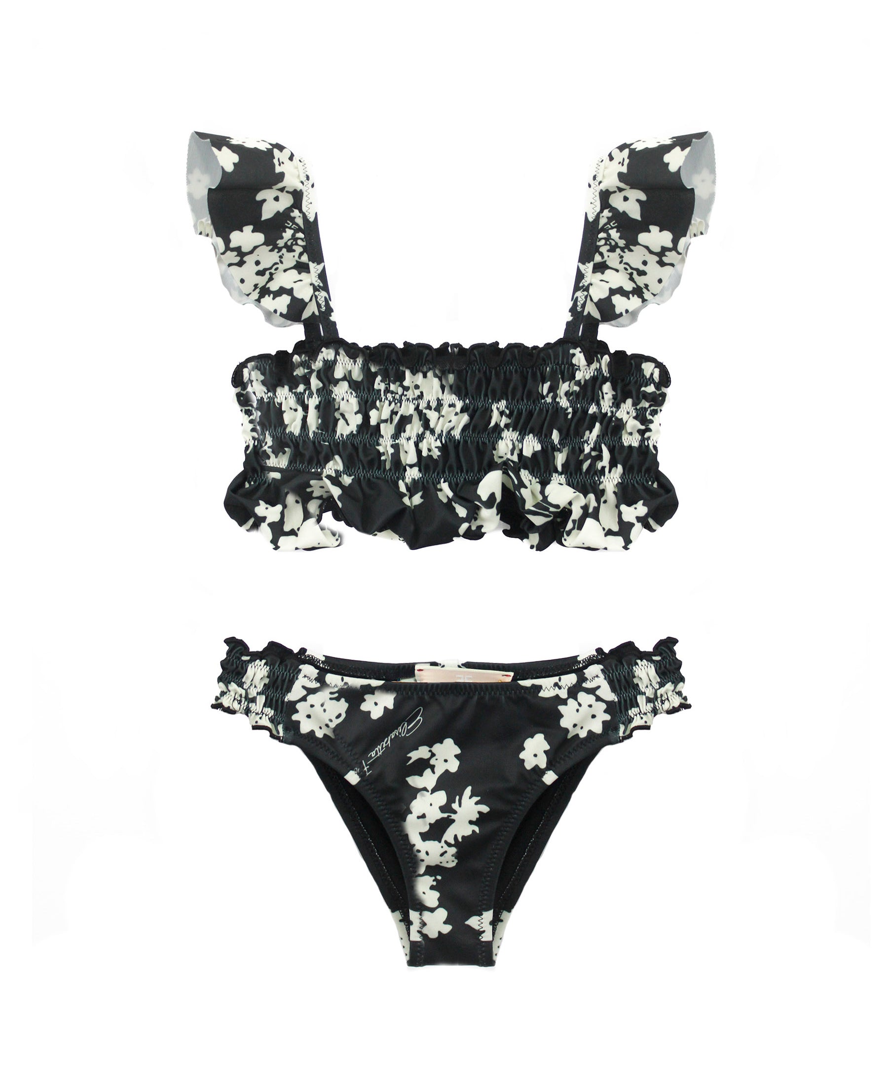 Elisabetta Franchi La Mia Bambina Costume Bikini Nero/Burro per Bambine