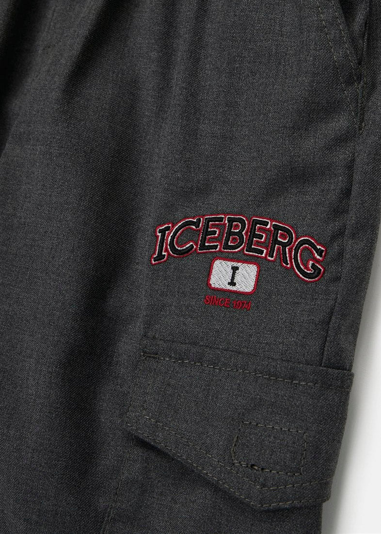 Iceberg Kids Pantaloni Cargo Piombo per Bambini (dettaglio)