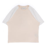 Yes London Kids T-Shirt Bicolore  Crema /Bianco con Stampa Retro per Bambini