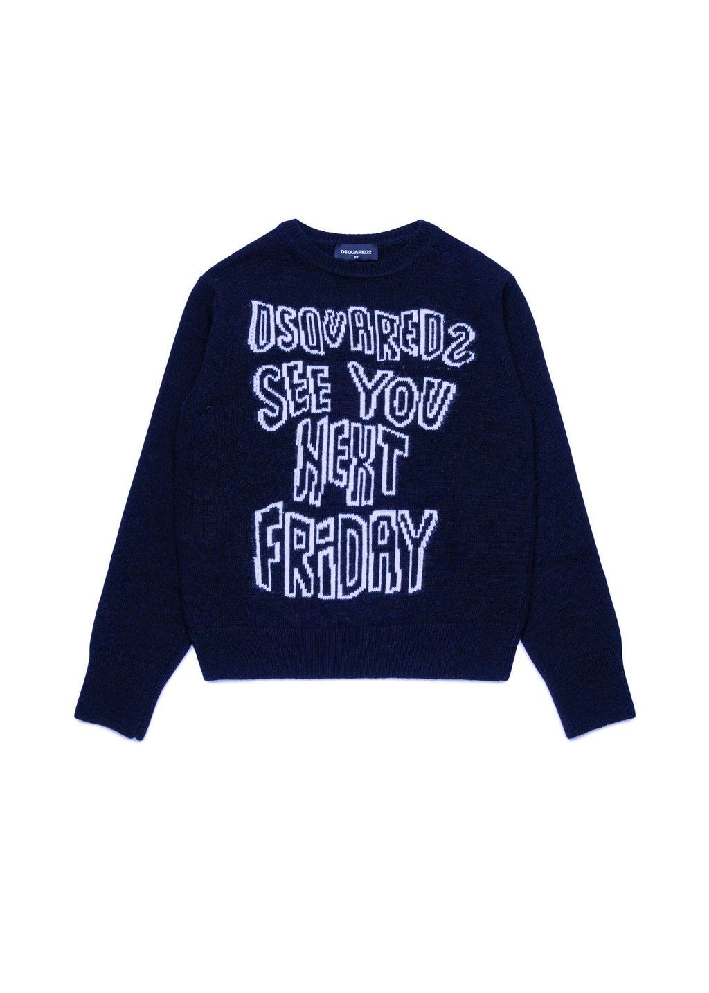 Dsquared2 Maglione Blu con Intarso Lettering per Bambini
