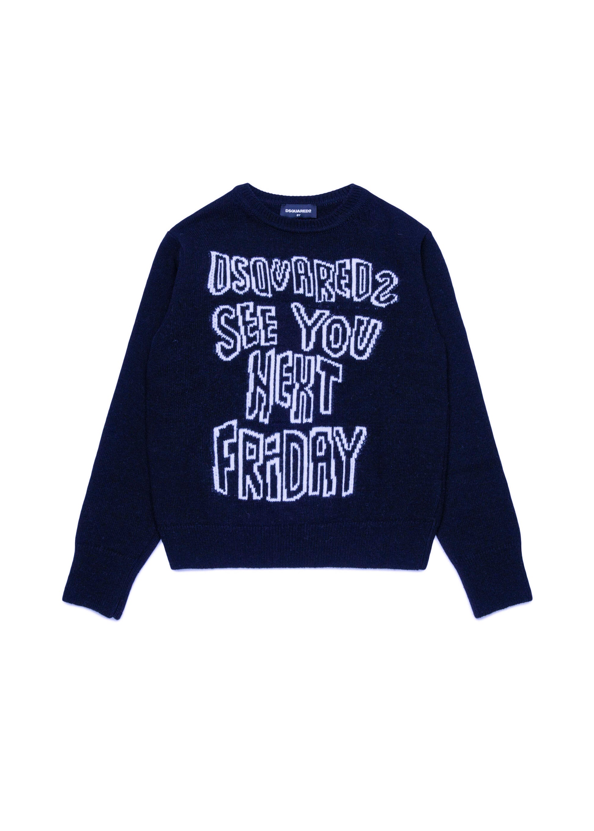 Dsquared2 Maglione Blu con Intarso Lettering per Bambini