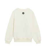 Philipp Plein Kids Felpa Off-White Girocollo con Stampa Teddy Bear Strass e Logo per Bambine