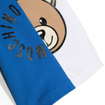 Moschino Kids T-Shirt Blu/Bianca con Stampa Teddy Bear per Neonati (dettaglio)