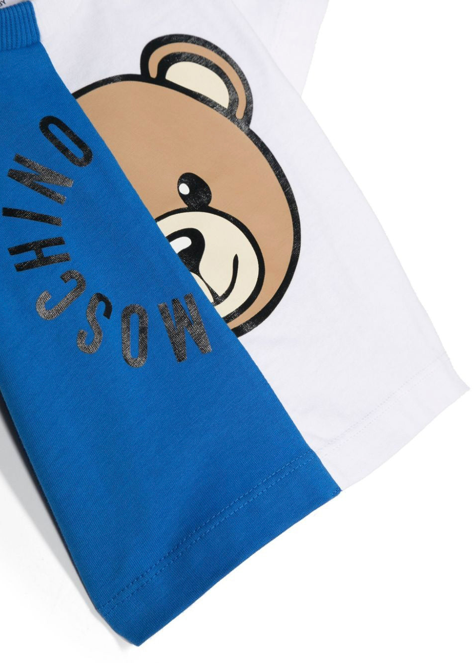 Moschino Kids T-Shirt Blu/Bianca con Stampa Teddy Bear per Neonati (dettaglio)