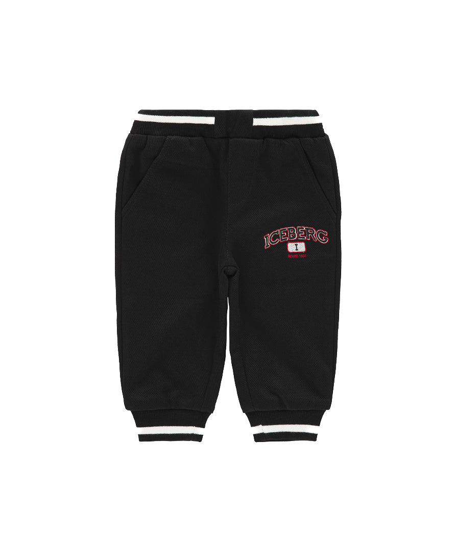 Iceberg Kids Pantaloni Neri in Tuta per Neonati
