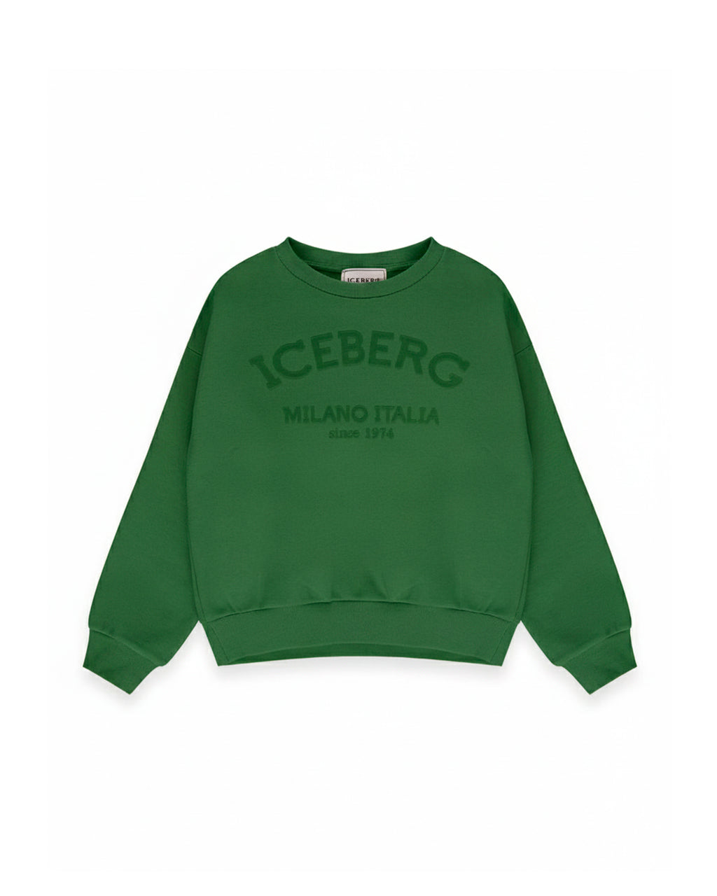 Iceberg Kids Felpa Girocollo Verde Con Stampa  Logo a Contrasto per Bambini