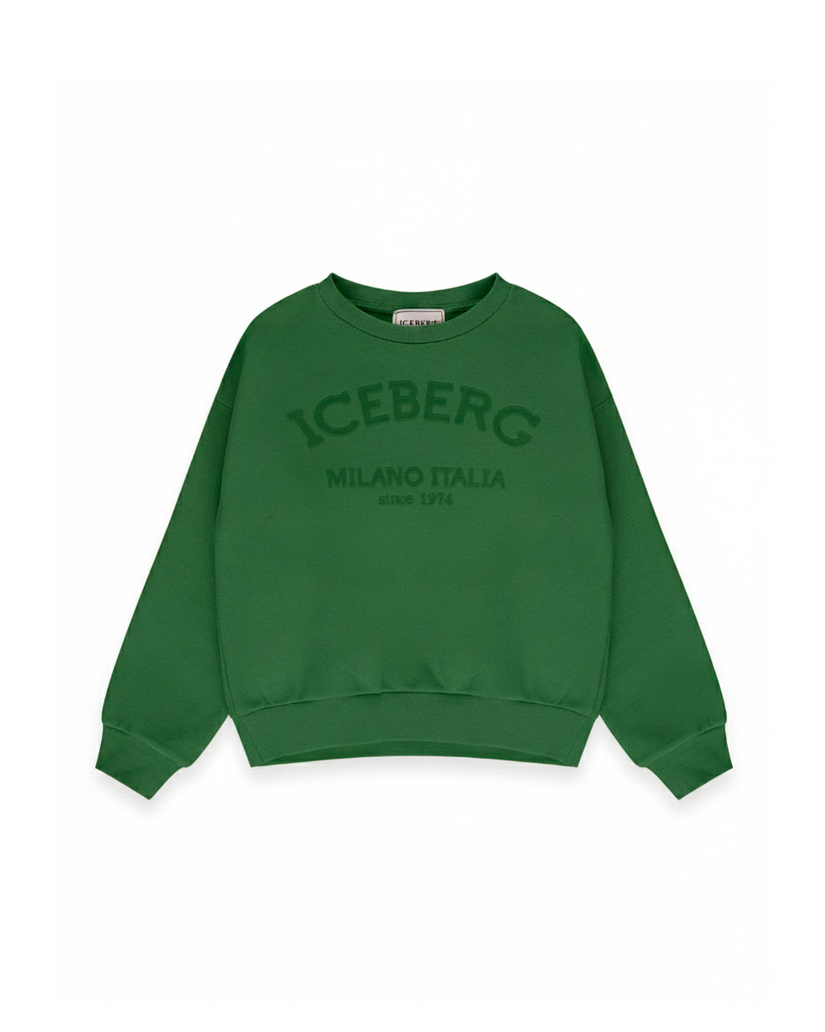 Iceberg Kids Felpa Girocollo Verde Con Stampa  Logo a Contrasto per Bambini