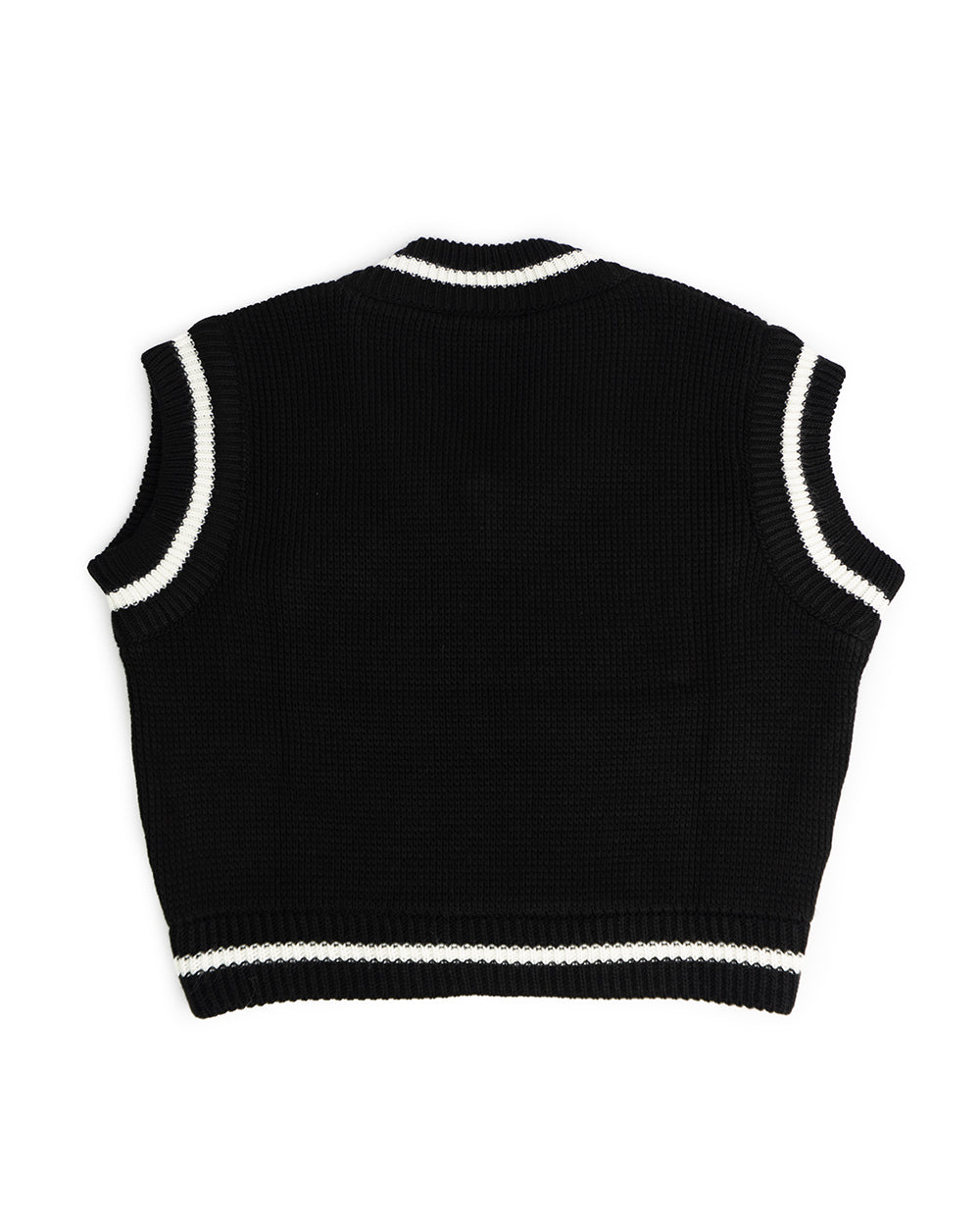 Vicolo Kids Gilet Nero con Dettagli a Contrasto Bianchi per Bambine