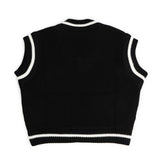 Vicolo Kids Gilet Nero con Dettagli a Contrasto Bianchi per Bambine